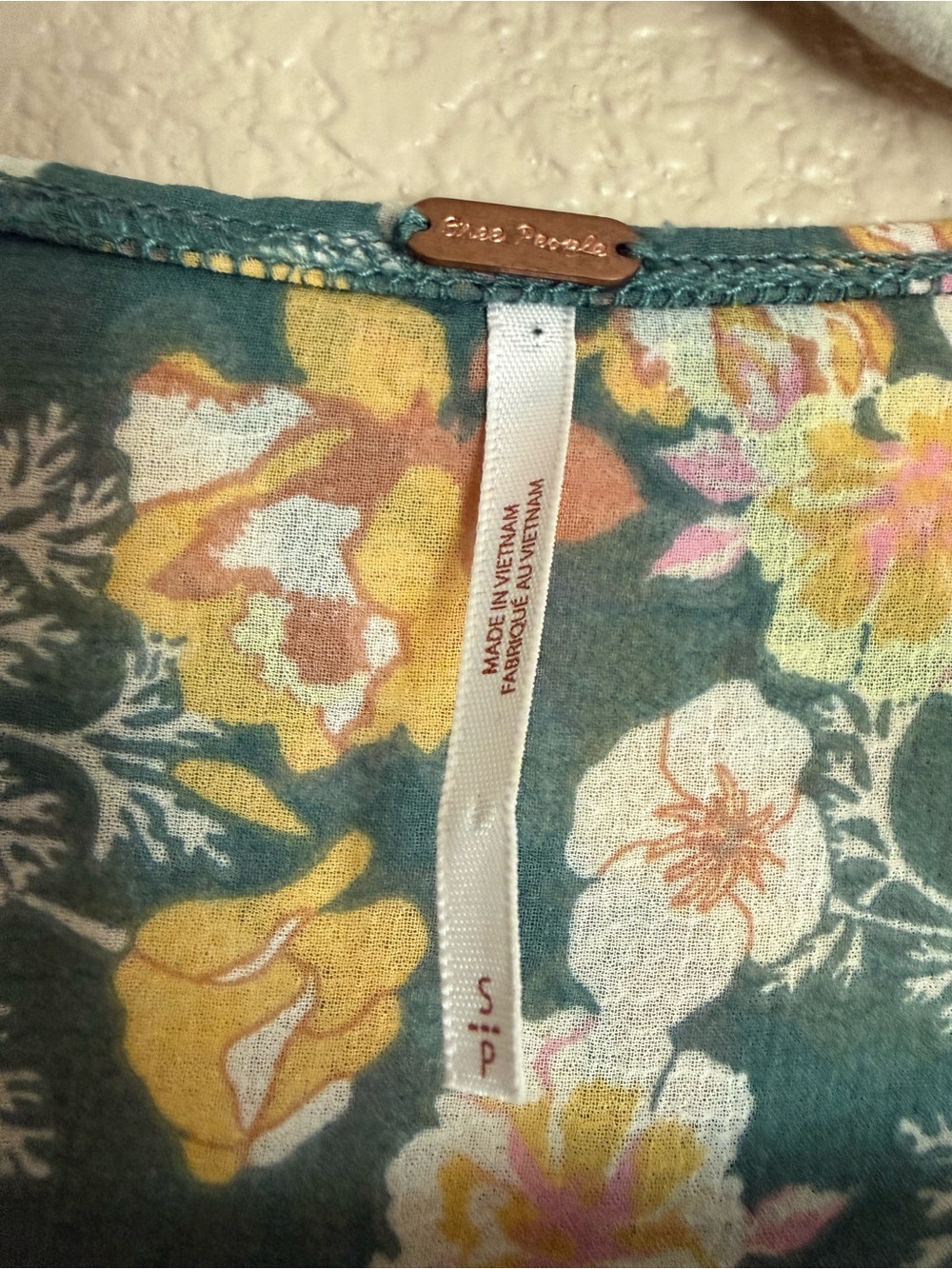 Free People Green Floral Tie-Front Blouse - Picture 3 of 3